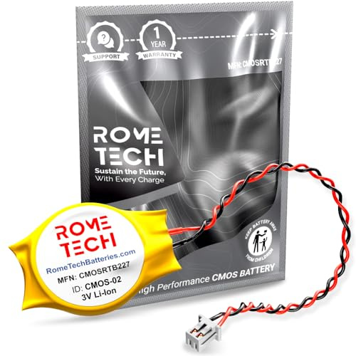 Rome Tech CMOS BIOS Battery for Dell Alienware 15 R3 / 17 R4 / 17 R5 - Laptop Backup 3V RTC CR2032 Battery with 2 Wire Cable