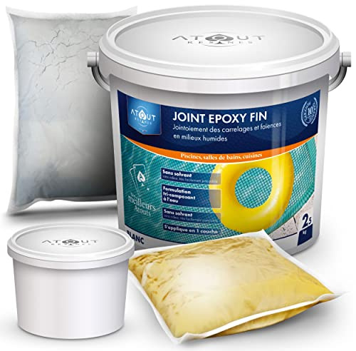 JOINT ÉPOXY BLANC Atout Résines 2,5 kg – Joint Carrelage Étanche Haute Résistance – Salle de Bain, Douche, Cuisine, Piscine – Fabriqué en France