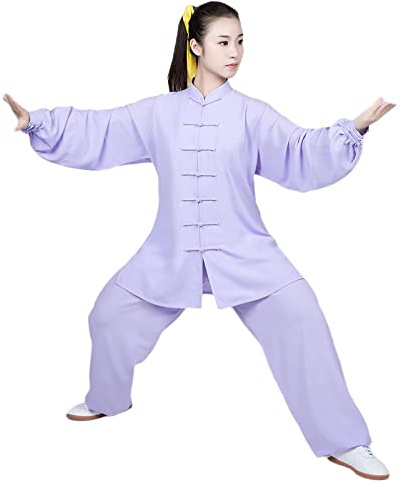 HFCY Kinesisk traditionell kampsport kung fu-kostym set herr Tai Chi Wing Chun uniform kvinnor yoga meditationskläder, lila-XL