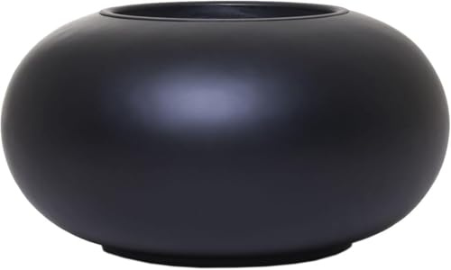 VIVANNO Pflanzkübel Blumentopf rund Fiberglas VIGLIA Schwarz Matt 27x54 cm
