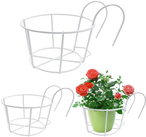3 Stück Metall Blumentopfhalter Eisen Blumenregal Blumentopf zum Aufhängen mit Haken für Blumentöpfe Hängeländer Pflanzgefäße Blumentopf Halterung für Garten Balkon Zaun Indoor Outdoor Topfhalter
