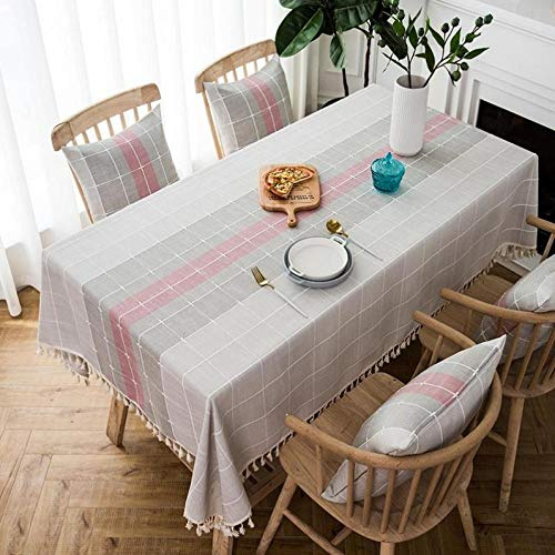 Qkoimpnrd Mantel Mesa Rectangular Impermeable Cubremesa Suave No Es Fácil de Desvanecer para de Hogar Picnic del Hotel Tienda de Café Rosa a 130×220cm
