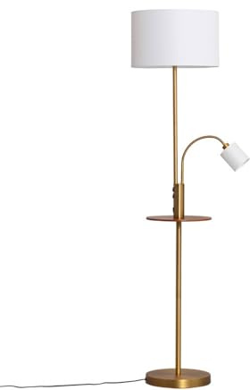Lindby Stehlampe Aovanmit USB Anschluss (Modern) in Bronze aus Metall (1 flammig, E27) - Textil Stehleuchte Floor Lamp Standleuchte Wohnzimmerlampe Wohnzimmerleuchte
