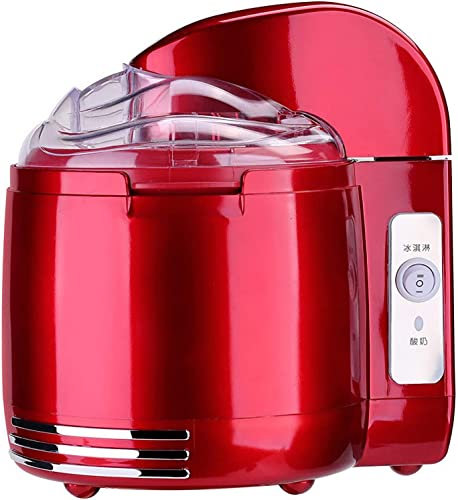 Samnuerly Sorbetière Électrique Automatique Natto Machine 2 en 1 avec Bol Congélateur 1.5L et Bol à Yaourt 1.2L Rouge