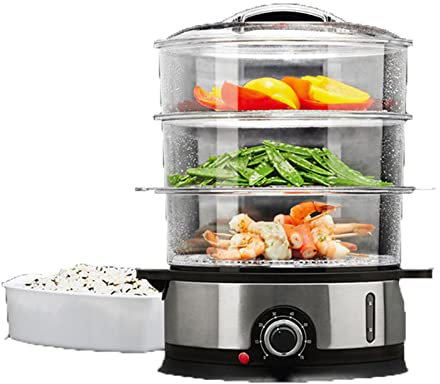 Olla calentador de alimentos inteligente de gran capacidad vaporera eléctrica de acero inoxidable olla de vapor de 3 capas vaporera eléctrica automática