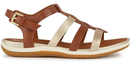 Geox Sandales D Vega A Peeptoe pour femme, Cognac Lt Gold, 42 EU