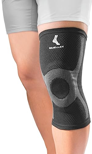 Mueller Premium Knit Support with Gel Pad, unterstützende Kniebandage, schwarz, Gr. S/M