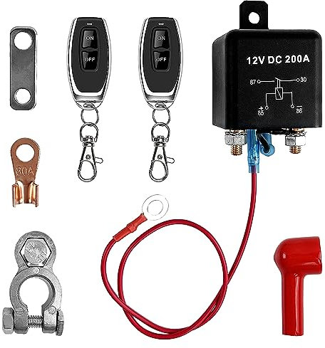 Batterietrennschalter DC12V 200A, Funkschalter Set mit Fernbedienung, Autobatterieschalter, Batterie Trennschalter, Upgrade-Schalter für Automobile, RV, Boot, Wasserpumpe, Batterie Trennrelais