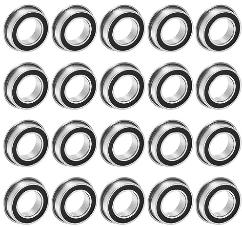 QUARKZMAN 20 Stück MF106-2RS Flanschkugellager 6x10x3mm Rillenkugellager Doppelsiegel Chrom Stahl Flansch Lager für DIY, Werkzeugmaschinen, 3D Drucker