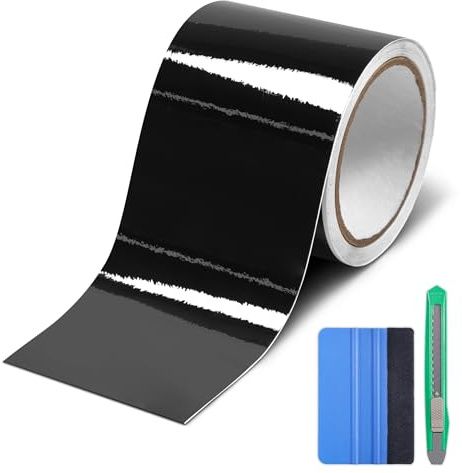 Lypumso Gloss Black Vinyl Wrap for Chrome Delete, 4 Inch x 30ft Automotive Grade Self-Adhesive Tape DIY Car Exterior Door Edge Guard, Window Sill Trim Protection Anti-Scratch