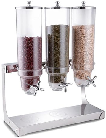 Trippel Dispenser För Livsmedel 10.5L Dispenser För Flingor Bänkskiva Spannmålsbehållare Dispenser För Förvaring Med Pipa I PC Och Stålbas För Godis Nötter Korn Granola Snacks