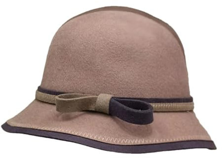 Damen-Winterhut, Patchwork, Wolle, Glockenhut, Kirchenkleid, Filz, Fischerhut, Party, Kirchenhut, Khaki9, Einheitsgröße