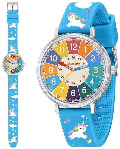 Time Teacher Kids Watch for Children Girls Boys, Cartoon Waterproof Analog Watches for Girls Ages 3-12, Toddler First Watch with Quartz Movement