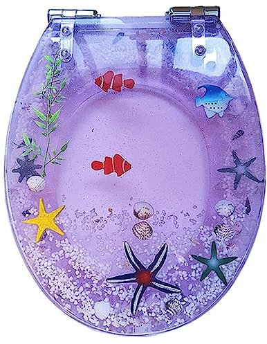 Ovaler WC-Sitz Seestern Muschel Sommer Strand Meer Harz WC-Sitz Leise Langsam Schließen Mit Schnellverschluss Scharniere Toilettensitz Mit Abdeckung Einfach Zu Reinigen Installieren