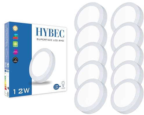 HYBEC - LED Ceiling Light, Deckenlampe Badezimmer, LED Deckenleuchte, Deckenleuchte Badezimmer, Deckenlampe LED, Deckenleuchte Flur, LED Lampen Deckenlampen, Badlampe Decke, Round 20W (Pack 10)