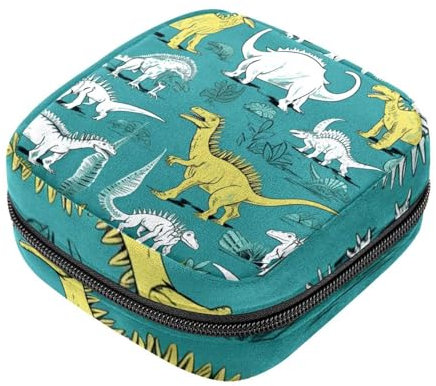 Perioden-Tasche, Aufbewahrungstasche für Damenbinden, weißer Dinosaurier, Tampon-Tasche für Geldbörse