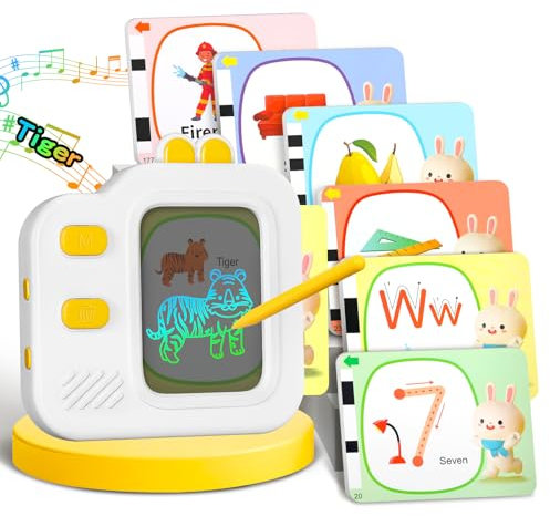Talking Flash Cards with LCD Drawing Tablet Early Educational Toys for 3 4 5 6 Year Old Baby Boys Girls, Preschool Learning Reading Machine, Montessori Autism Sensory Toy for Kids Toddlers (240 words)