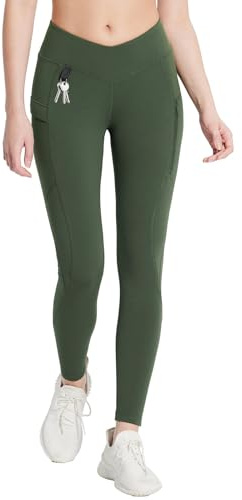 baleaf Leggings Termici da Donna con Tasche Jeggings Pantaloni da Trekking Pantaloni Termici da Trekking Invernali Leggings a Vita Alta idrorepellenti Leggings Verde Militare Scuro M