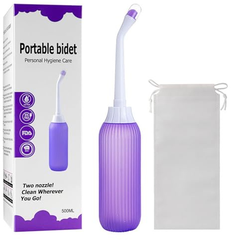 Bidet Portatile per Assistenza Post Parto - Bottiglia Perianale da 500 ml - Bidet da Viaggio per Docce Intime Personale - Peri Bottle con Testa dell'irrigatore Retrattile,Viola