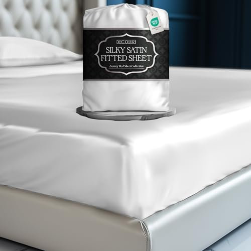 DECOLURE Satin Fitted Sheet Queen Size | Softer Than Silk | Luxury 1 Pc Set