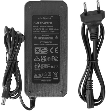 Nobsound 48V5A GaN Alimentatore DC Adattatore Trasformatore per Amplificatore Domestico 240W (48V/5A)