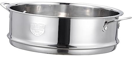 SECFOU Vaporiera in Acciaio Inossidabile 304 Da 20cm Manici, Griglia Forata Per Cottura a Vapore Uniforme, Utensile Da Cucina Multifunzione Per Famiglia, Ristorante, Hotel