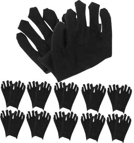 KICHOUSE 12paare Baumwollhandschuhe Schwarz Griffhandschuhe Für Damen Und Herren Lagerhandschuhe Aus Baumwolle Waschbar Und Atmungsaktiv Sicherheitshandschuhe Für Outdoor-arbeit Und Gartena