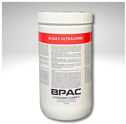 BPAC ALKA5 Detergente ultrasónico potente Alcalino en polvo, maceta de 1 kg, limpieza ultrasónica todos los materiales - Producto ultrasónico fabricado en Francia - 1 kg - Economico: dilución del 3 al