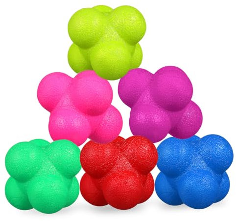 Anneome 6stücke Hexagonale Reaktionsbälle Vielseitige Trainingsbälle Aus Sicherem Material Fördert Hand-Augen-koordination Und Agilität Farbiges Fitness-Equipment Für Einzel Teamübungen