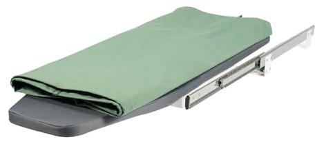 Tabla de planchar extensible, 80 x 29,5 x 12 cm, montaje en pared, rotación de 180°, tabla de planchar plegable push-pull, 80 cm de longitud de riel con funda extraíble y bisagra de acero inoxidable