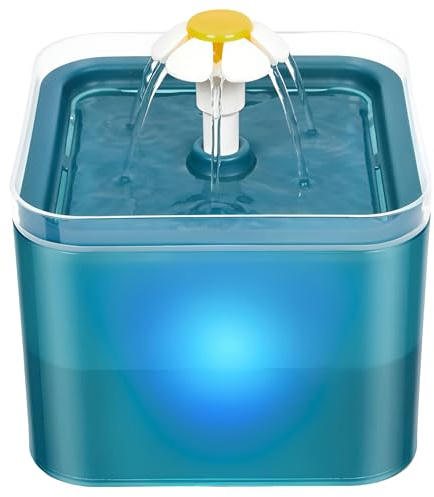 Cat Water Fountain for Drinking, Ultra Silent Pump, LED Light, Activated Carbon Filter, Healthy, Fresh and Hygienic Water Bowl for Kitten, Dogs, 2L Automatic Pet Water Dispenser