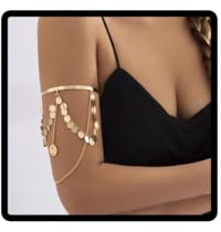 Resweky Brassard supérieur Bracelet à paillettes Tassel Bracelet supérieur réglable à bras ouvert Manchette Vintage Bijoux africains pour femmes, taille unique, alliage, Pas de gemme