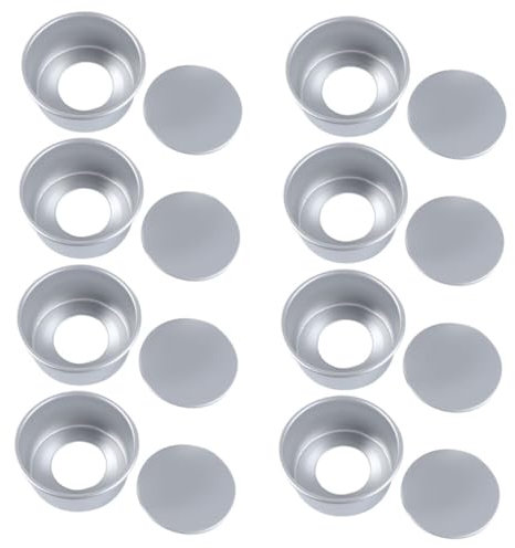 ULTECHNOVO Molde para Pastel Redondo de 4 Pulgadas con Fondo Desmontable de Aleación de Aluminio, Resistente al Horno, Paquete de 8 Unidades Adecuado para Pastelerías Profesionales