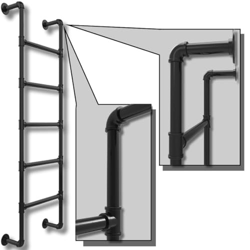 5-Schritt-Wandmontierte Leiter für Dachboden – Metallleiter mit 5 Sprossen | Für Egress Windows, Etagenbetten und Dachzugang – Wandfeste Steigleiter für einfaches Auf- und Absteigen