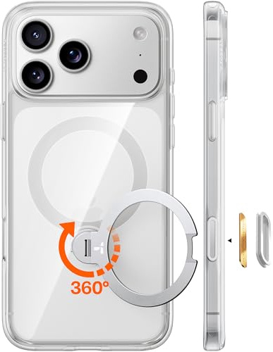 TORRAS Ostand Q3 Spin for iPhone 17 Pro Max Case - 360° Spin Stand - Clear | 360° Rotation · Any-Angle Viewing · Compatible with MagSafe · Camera Control Button Guard · 12ft Drop Protection