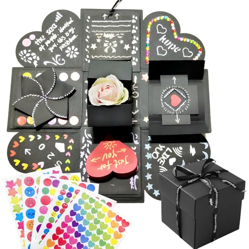 Explosion presentlåda, kreativ fotoalbum, scrapbooking, fotoalbum, presentförpackning, kärleksminne, gör-det-själv, handgjord överraskningslåda för bröllop, födelsedag, alla hjärtans dag