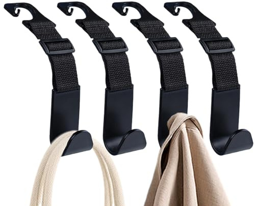 Ocastuted Autohandhaken - Handtaschenhaken Rücksitz-Organizer,4er-Set Verstellbare Taschenhalter Rückbank-Organizer Auto Zubehör Für Handtaschen Kleidung Mäntel Hüte