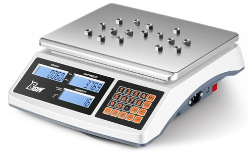 Bonvoisin 30kg x 0.1g Industrielle Zählwaage, g/lbs/kg Präzisionsteile Digitalwaage mit Netz-/Batteriebetrieb, LCD-Display & Edelstahl-Plattform 304, für Münzen, Teile, Schmuc | Digitale Inventar-Industriewaage mit Umrechnung g/kg/lb, RS232-Datenexport & AC/Batterie, für Münzen, Tickets, Teile