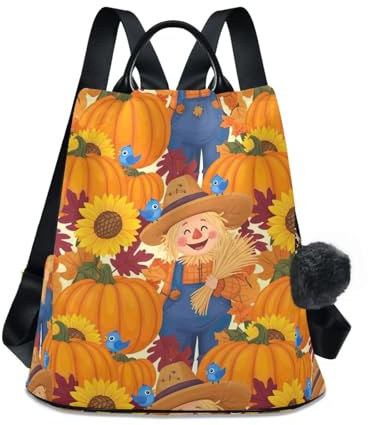 RPLIFE Vogelscheuche Strohhut Damen Rucksack Geldbörse Anti-Diebstahl Reißverschluss Design Reisetasche