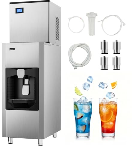 EUHOMY Commercial Ice Maker Machine 500Lb/24H, Ice Ready in 10-15 min,SECOP Compressor, Industrial Ice Machine with 130Lbs Automatic Ice Bin Dispenser, Ice Maker Machine for Hotel/Restaurant/Business