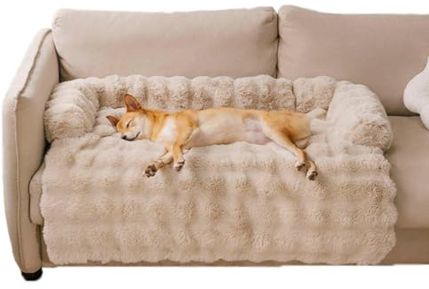 Xpwghap Sofa hundebett,sofabett Hund,hundedecke Couch,luxuriöses Cozy kuscheliges hundebett sofabett, mit Erhöhte Ränder,waschbar,Flauschiges,Haustier-Sofa,rutschfeste, Sicherheit und Wärme-Kamel||L
