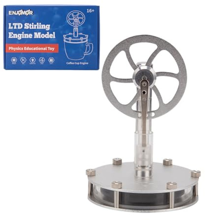 Stirlingmotor Bausatz, DIY Magnetischer Niedertemperatur Einzelverbinder Stirling Motor Modell mit Heißwasserbetrieb, Physik Experimentier Set für Technikbegeisterte