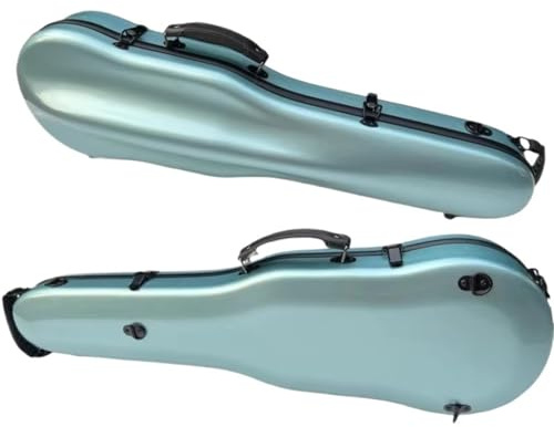 Geigenkasten 4/4 Violine Hartschalenkoffer Frosted Violin Fiddler Rucksack Composite Carbon Fiber Box Dreieckskoffer mit doppelter Schulter(Light blue)