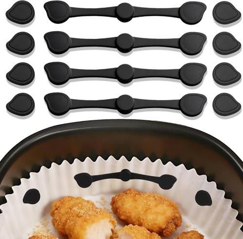 Xahpower 12 Piezas Hebilla de Silicona Magnética para Freidoras de Aire, Imanes con Silicona para Air Fryer, Lavable y Reutilizable, Accesorios Freidora de Aire para Fijación el Papel de Horno