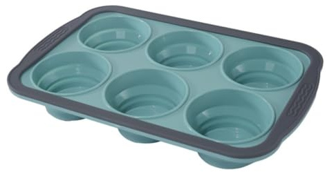 Opatiny Teglia per muffin in silicone, 6 tazze, pieghevole, con forno fino a 450 °C, design salvaspazio