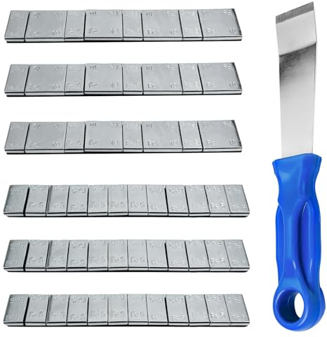 360g Metal Tire Balancing Weights, 5g+10g, 5gx12 Car Tire Weight Balancer, Self Adhesive Wheel Balance Weights, Adhesive Stick On Wheel Weights, Wheel Balance Weights for Motorcycle, 1 x Shovel Blade