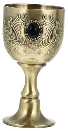 HOMOBABE Copa de Vino de Metal Vintage Mini Cáliz Retro para Vino Tinto Diseño Europeo de Aleación Adecuado para Fiestas y Decoración Elegante Taza Metálica Resistente y Fácil de