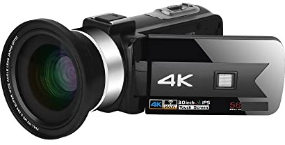 Appareil Photo numérique, Caméscope en Direct 4K caméras vidéo numériques for la Photographie Full Ultra HD Vlog Recorder Night Vision Webcam(16G SD Card,Blauw)