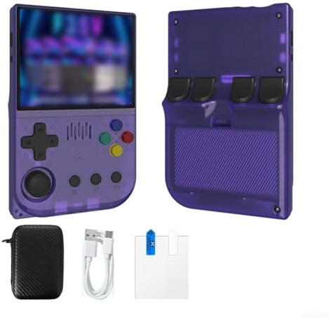 HomeVortex Retro Handheld Game Console with 20,000+ Games, Compact 13x6x3cm Portable Player in ABS, Nostalgic Gaming Device for Kids and Adults, Black(Purple)