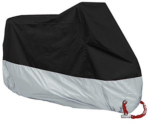 Bestland Motorrad Abdeckung Wasserdicht Staubdicht UV-Schutz Atmungsaktiv Sunblocker Motorradplane Cover Outdoor Roller Abdeckplane, Schwarz/Silber (XXXL)